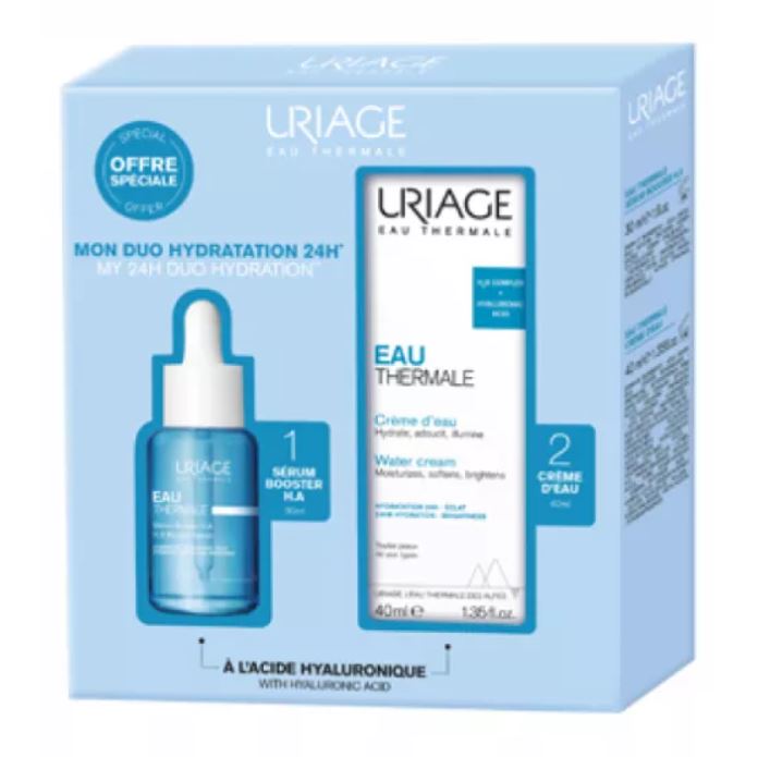 URIAGE EAU THERMALE BOOSTER СЕРУМ СО ХИЈАЛУРОН 30 мл + URIAGE EAU THERMALE ХИДРАТАНТЕН КРЕМ ЗА ЛИЦЕ 40 мл