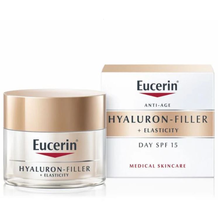 EUCERIN HYALURON-FILLER + ELASTICITY ДНЕВЕН КРЕМ ЗА СИТЕ ТИПОВИ НА КОЖА СПФ15 50 мл