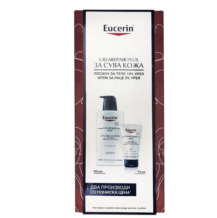 EUCERIN СЕТ-UREAREPAIR PLUS 10% UREA LOTION 400 мл + UREAREPAIR PLUS
HAND CREAM 75 мл 5%