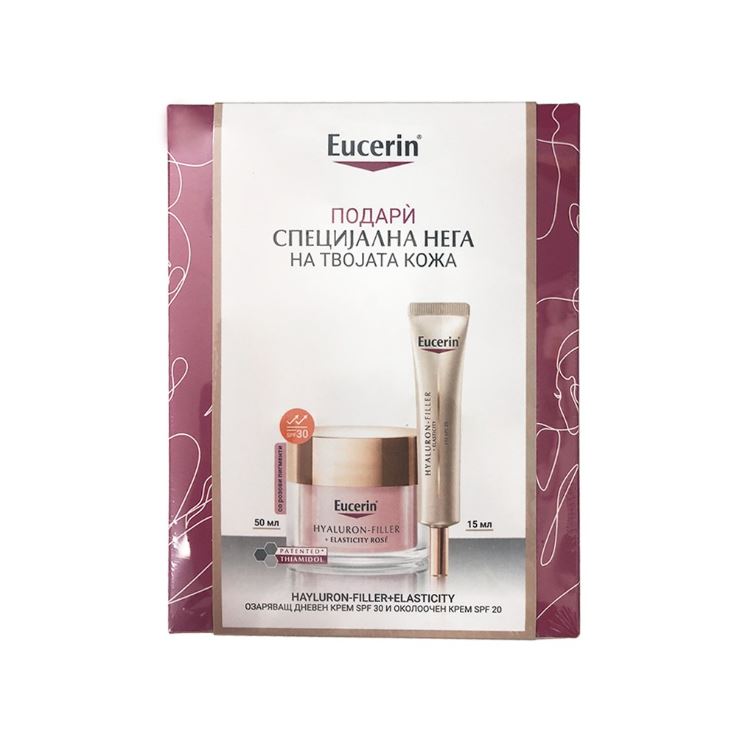 EUCERIN СЕТ-HYALURON-FILLER + ELASTICITY ROSÉ ДНЕВЕН КРЕМ СПФ30 50мл HYALURON-FILLER+ELASTICICY КРЕМ ЗА ОЧИ СПФ20 15мл