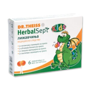 DR.THEISS HERBALSEPT ЛИЖАВЧИЊА ПРОТИВ БОЛКИ ВО ГРЛО ЗА ДЕЦА (6 ЛИЖАВЧИЊА)