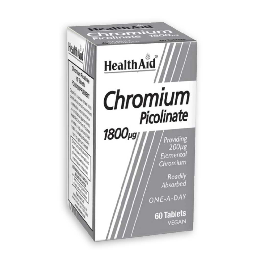 HEALTH AID CHROMIUM PICOLINATE 1800 микрограми ТАБЛЕТИ (60 ТАБЛЕТИ)