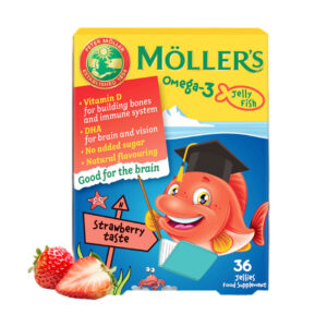 MOLLERS OMEGA-3 ГУМЕНИ РИПЧИЊА ЗА ЏВАКАЊЕ ЗА ДЕЦА СО ВКУС НА ЈАГОДА (36 РИПЧИЊА)