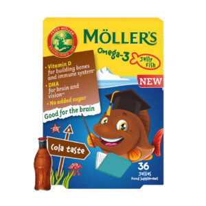 MOLLERS OMEGA-3 ГУМЕНИ РИПЧИЊА ЗА ЏВАКАЊЕ ЗА ДЕЦА СО ВКУС НА КОЛА (36 РИПЧИЊА)