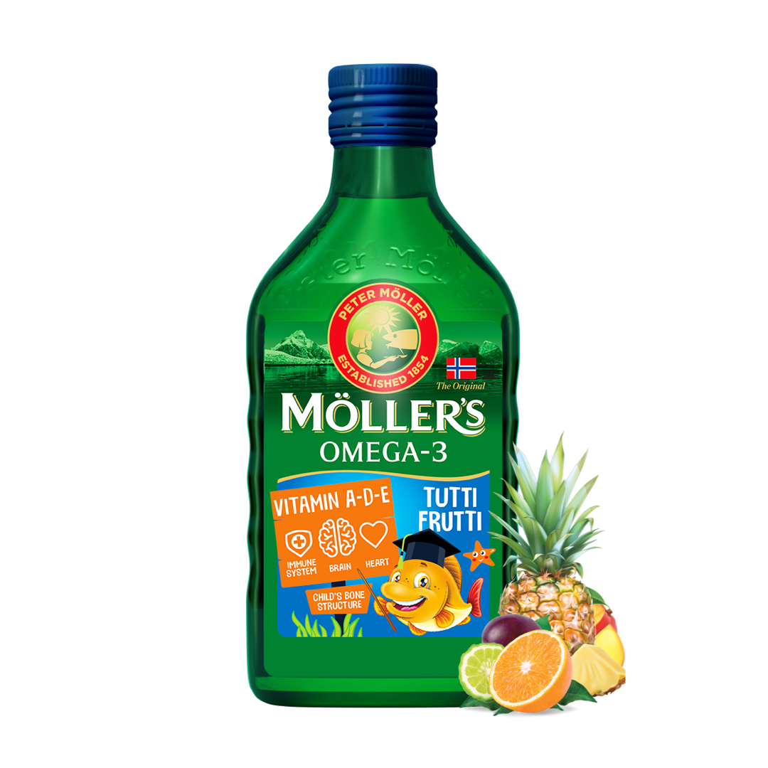 MOLLERS OMEGA-3 СИРУП ЗА ДЕЦА СО ВКУС ТУТИ ФРУТИ 250 мл